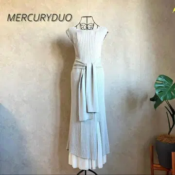 MERCURYDUO 머큐리 듀오 허리 새시 리브 니트 원피스