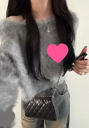 [ 안심 익명 배송 ] 원 숄더 라메 니트탑 F