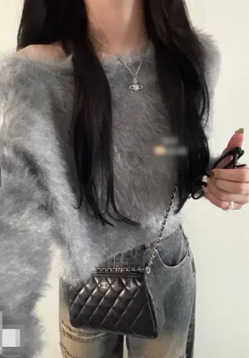 [ 안심 익명 배송 ] 원 숄더 라메 니트탑 F