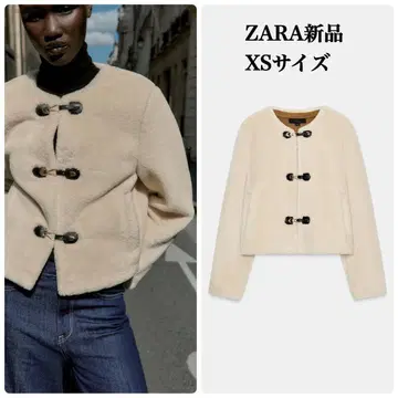 완판템 ZARA 토글 버튼 인조 모피 자켓 XS 택 포함 새상품 에크루