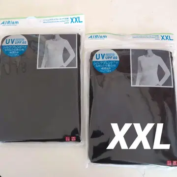 유니클로 AIRism UV컷 크루넥 긴팔 T XXL 2장 Black 실크