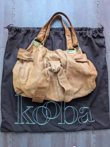 kooba 쿠바 베이지 천연 가죽 가죽 토트백 수납 가방 포함
