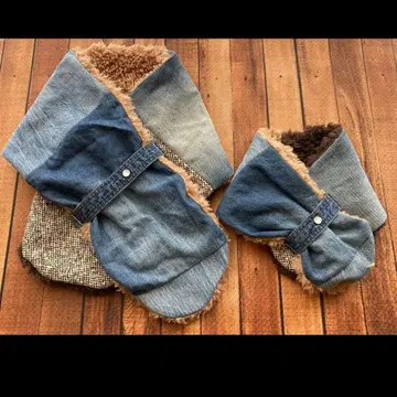 데님 리메이크 복슬복슬 커플 머플러