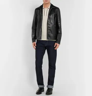 정가 50만 dunhill 현행 카프 가죽 라이더 자켓 던힐