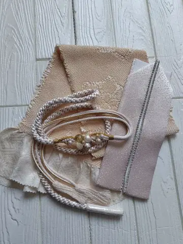 오비 장식 천, 허리띠, 카라 아이보리 계열 후리소데용 성인식 총조임