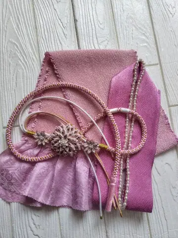 오비 장식 천, 허리띠, 카라 핑크/보라색 계열 후리소데용 성인식 총조임