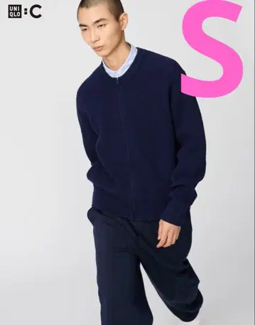 유니클로 유니클로 씨 크루넥 풀 집업 가디건 네이비 S 새상품