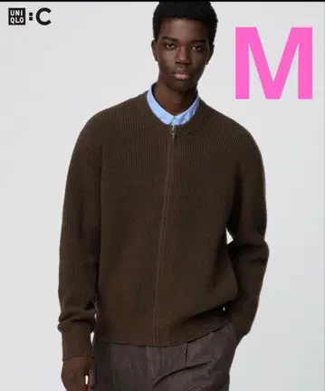 유니클로 C 유니클로 씨 크루넥 풀 집업 가디건 M 브라운 M