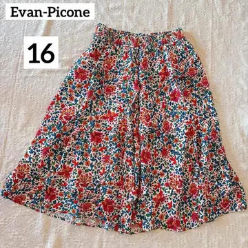 Evan Picone [16] 꽃무늬 플레어 스커트 미디 스커트 컬러풀