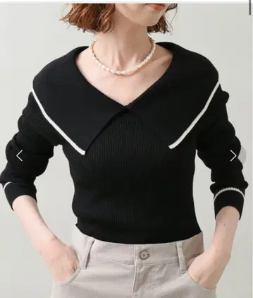 IENA 파인 울 숄카라 리브 풀오버