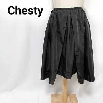 Chesty 체스티 개더 플레어 스커트 블랙 사이즈 1 깔끔