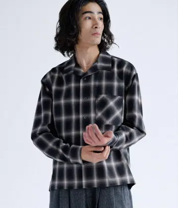 SINSS 옴브레 크롭 오픈 카라 셔츠