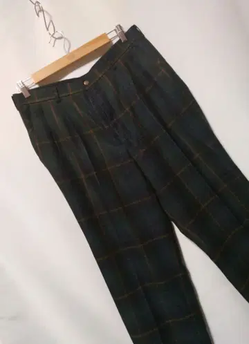 고품질 90s MASTERS 2턱 와이드 팬츠 울 깅엄 체크