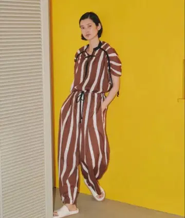 todayful 스트라이프 개더 콤비네존