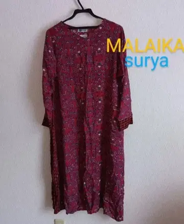 MALAIKA 수리야 프린트 패턴 롱 원피스 빨간색 올 패턴