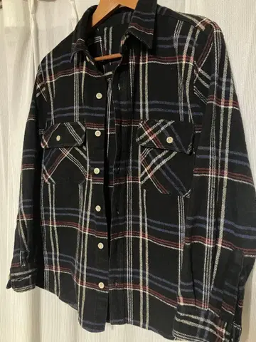 고품질 헤비 플란넬 셔츠 S 블랙/화이트/파랑/빨간색