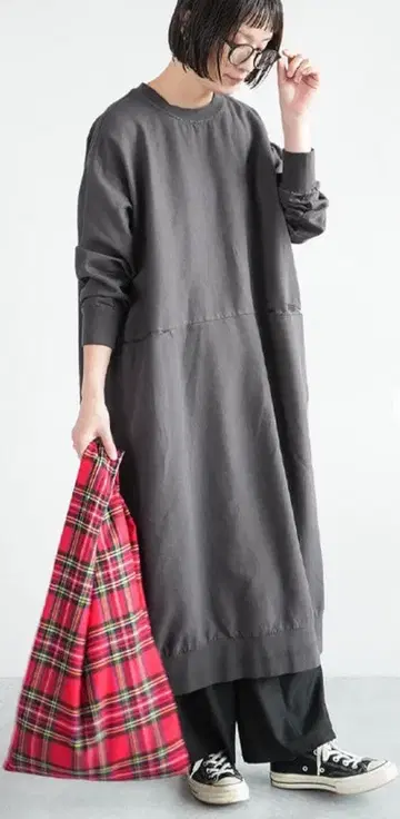 prit 타월 데님 크루넥 슬래시 포켓 와이드 원피스