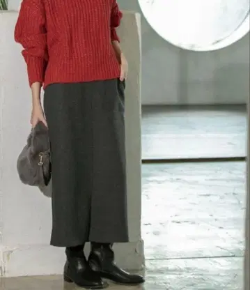 오파크 클립 울 라이크 스트레치 타이트 스커트 M