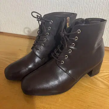 브라운 부츠 XL 사이즈 끈 포함 힐 높이 약 6cm