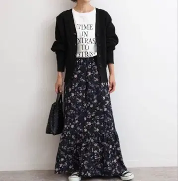 JOURNAL STANDARD relume 꽃무늬 머메이드 스커트 블랙