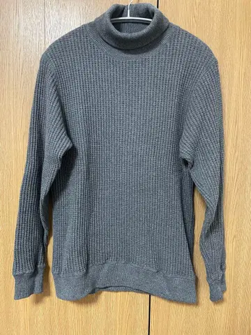 JEMORGAN 그레이 와플 편직 터틀넥 써멀 M 사이즈