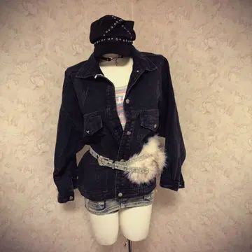 헤이세이 갸루 Y2K G케트 다크 데님 자켓