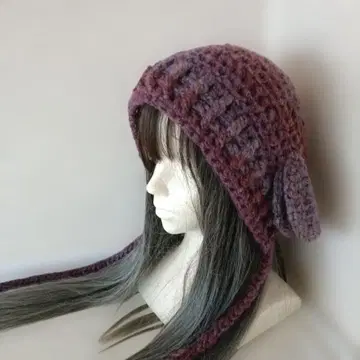 양 보닛 그라데이션 핸드메이드 고양이 귀 니트 모자 그런지 y2k