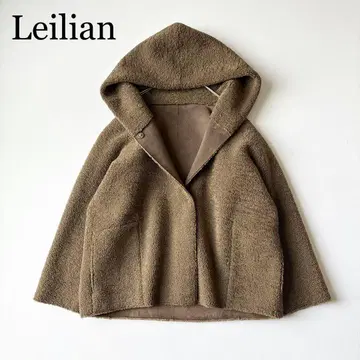 2955y 새상품급 레리안 현행 택 후데트 보아 숏코트 모스 브라운 L