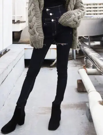 EMODA 슬래시 버튼 하이웨스트 페기스 인디고