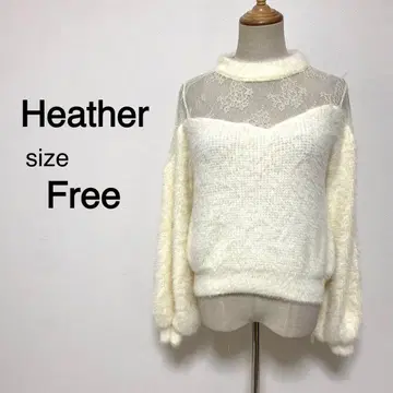 Heather 화이트칼라 꽃무늬 레이스 기모 니트