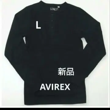 L 블랙 AVIREX 새상품 헨리넥 T셔츠