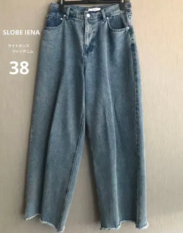 SLOBE IENA 슬로브 이에나 라이트 온스 와이드 데님 블루 38