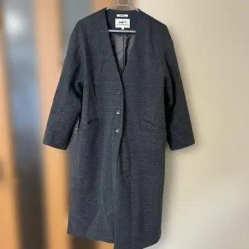 niko and 롱 코트 그레이 세세한 체크 무늬 파랑. M