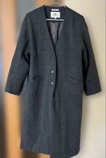 niko and 롱 코트 그레이 세세한 체크 무늬 파랑. M