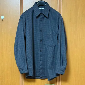 UNIQLO U 트윌 워크 오버사이즈 셔츠 다크 그레이 L 사이즈