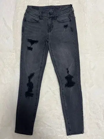 아메리칸 이글 JEGGING 데미지 블랙 데님 US 00