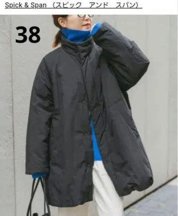 Spick & Span 스탠드 카라 충전솜 오버 블루종 블랙 38