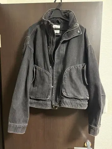 ZARA 다크 그레이 집업 데님 자켓 숏 기장