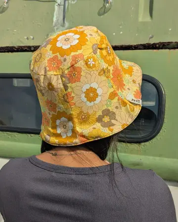 레트로 플라워 프린트 리버서블 햇 핸드메이드