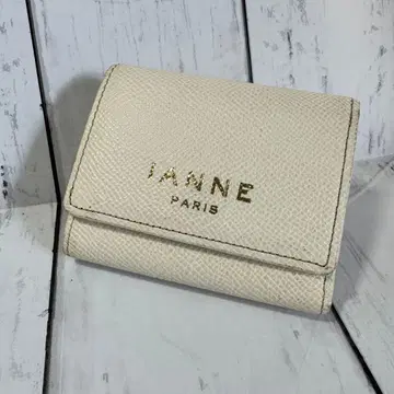 IANNE PARIS 이안느 3단 폴더형 지갑 여성용 가죽 아이보리