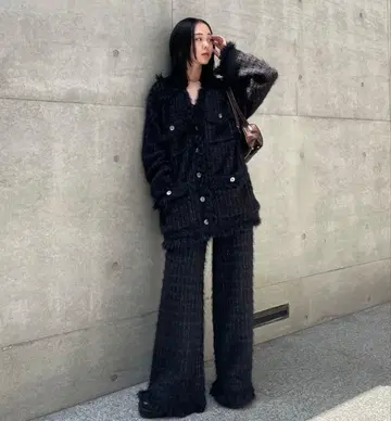 TWEED FRINGE KNIT CARDIGAN