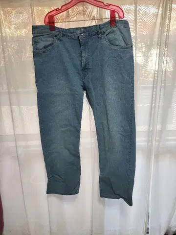 파랑 스트레이트 데님 팬츠