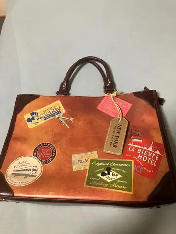 디즈니 빈티지풍 토트백 브라운