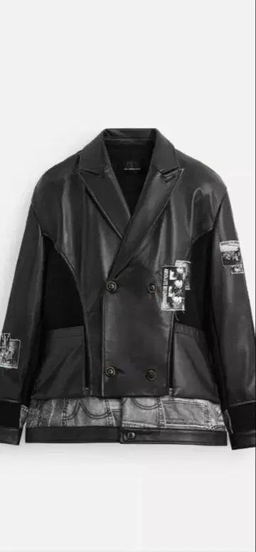 블랙 가죽 패치 자켓 ZARA