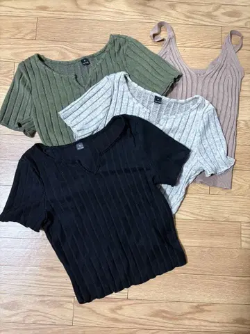 남성용 리브 편직 반팔 T셔츠 4개 세트