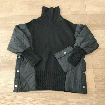 블랙 니트 퀼팅 점퍼