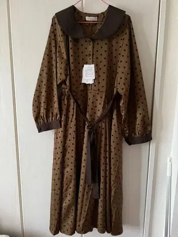 시마무라 아오키 미사코 콜라보 도트 무늬 원피스