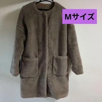 플리스 자켓 아우터 브라운 퍼 보아 롱 기장 M 여성용