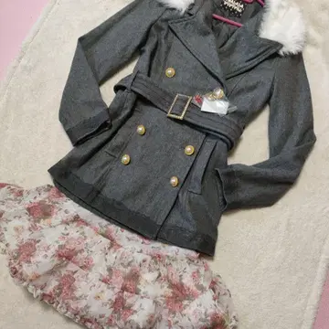 리즈리사 투라라 택 포함 새상품 퍼 펄 코트 그레이 레이스