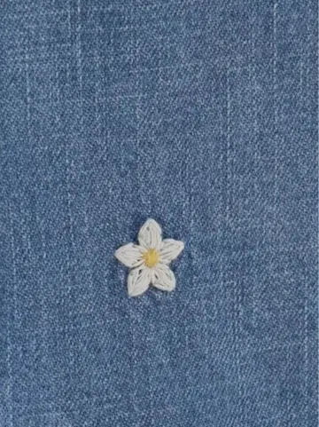 Wrangler 꽃무늬 플라워 손자수 오버 데님 셔츠 노카라